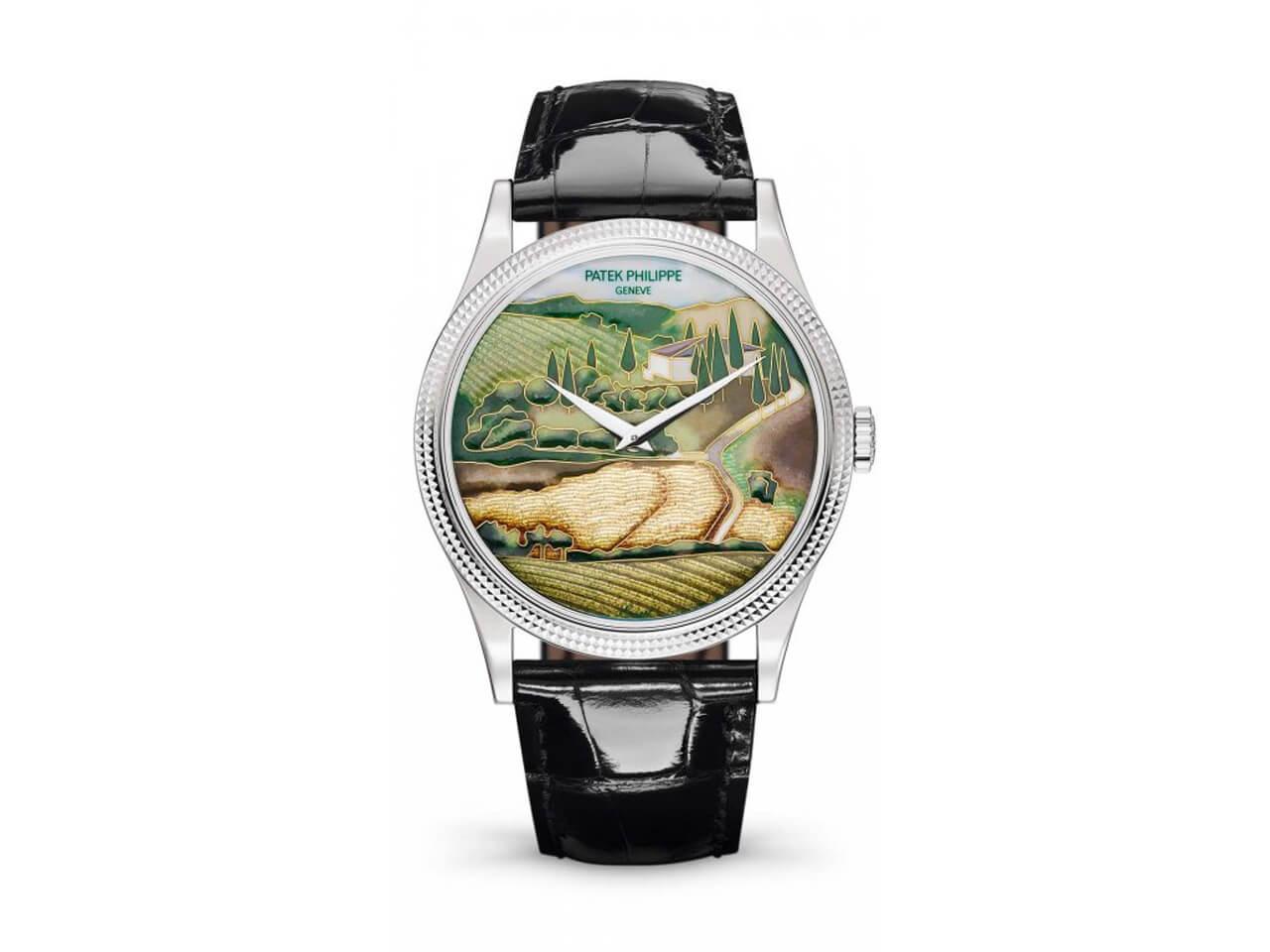 イタリア・トスカーナの田園風景が描かれたパテック・フィリップ（PATEK PHILIPPE）新作5177G カラトラバ「イタリアの風景」