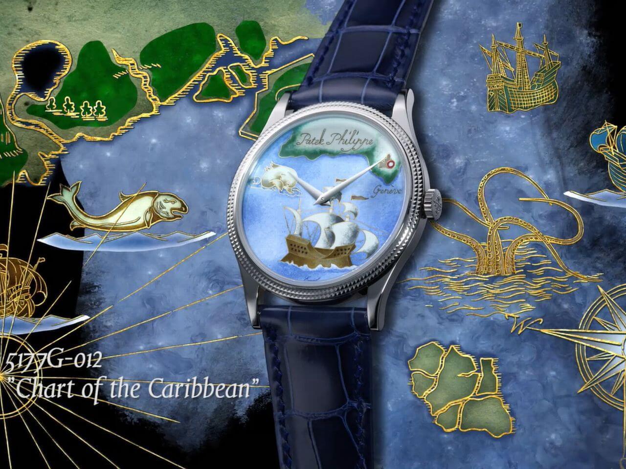 パテック・フィリップ（PATEK PHILIPPE）5177G-012 カラトラバ ”カリブ海図” バーゼルワールド2018発表の希少なレアハンドクラフト