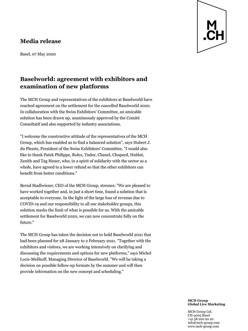 2020.5.7 MCHグループ　プレスリリース