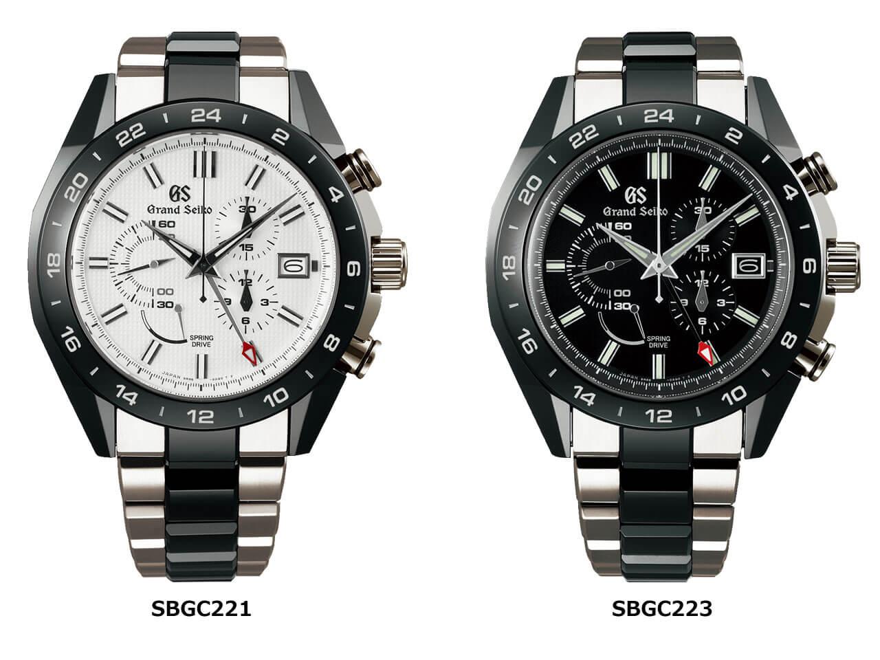 グランドセイコースプリングドライブ クロノグラフ GMT SBGC221、SBGC223