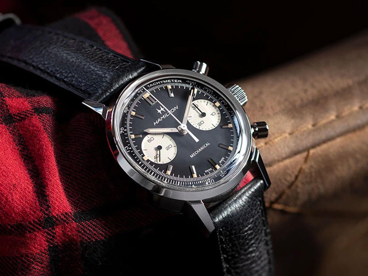HAMILTON ハミルトン クロノグラフ デイト 8802A 黒文字盤 - 腕時計 ...