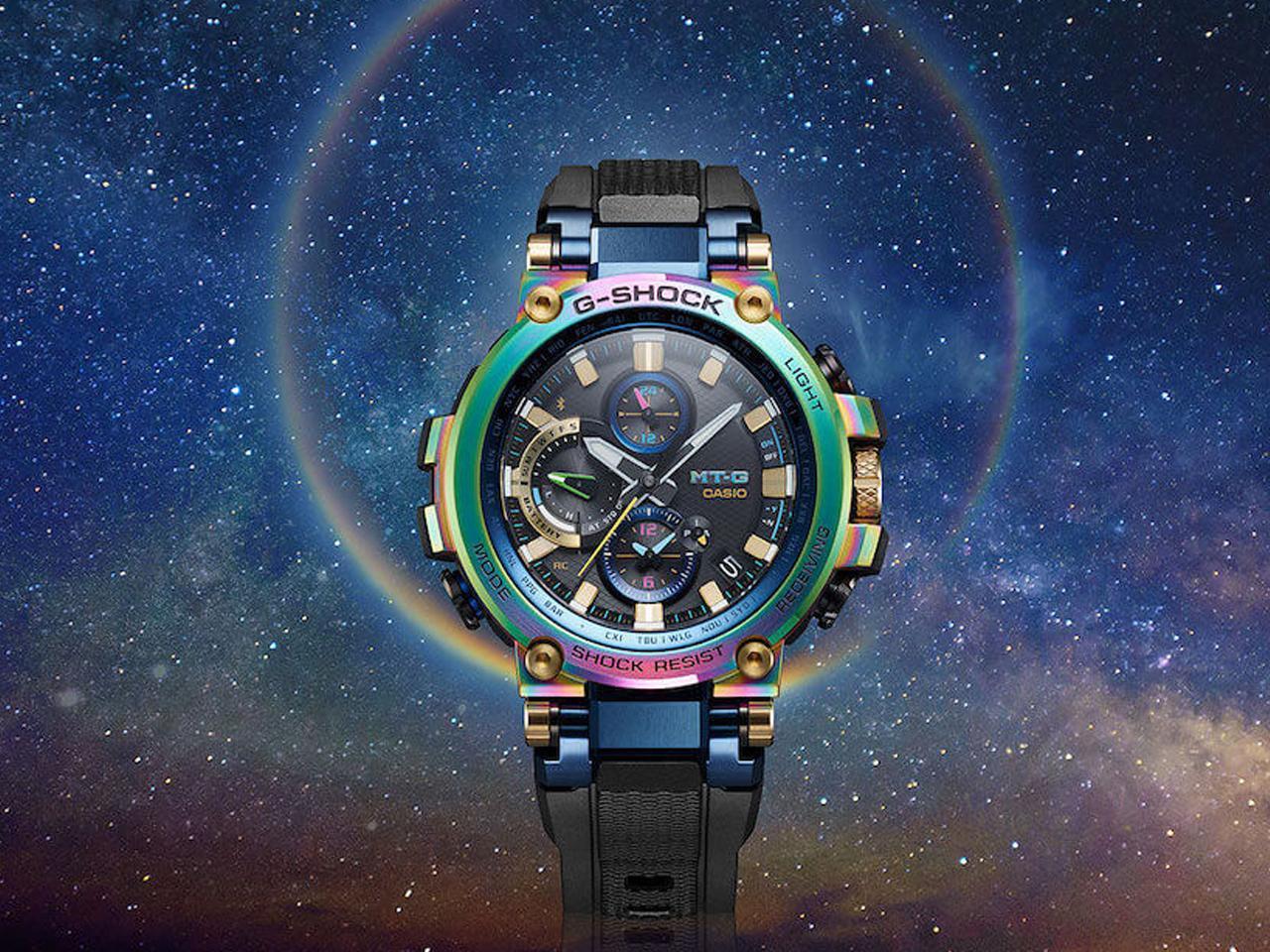 カシオG-shockのレインボー腕時計のモデル種類、MTG-B2000XMGとMTG-B1000RB
