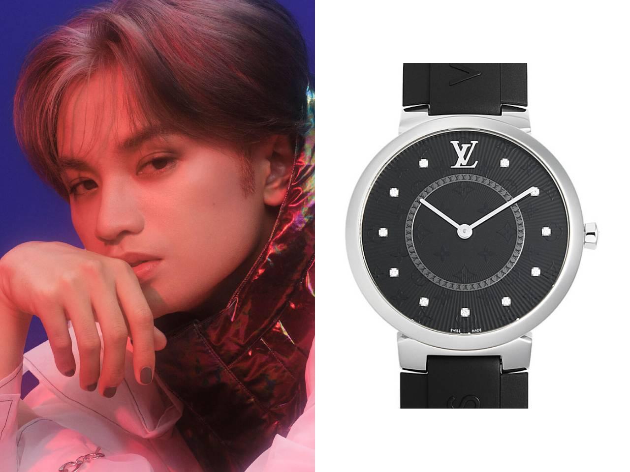 中島健人　ルイ・ヴィトン　タンブール スリム GM　ステンレススティール ブラック モノグラムダイヤル