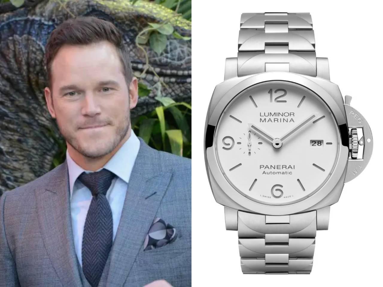 クリス・プラット　パネライ　ルミノール マリーナ スティール 白文字盤