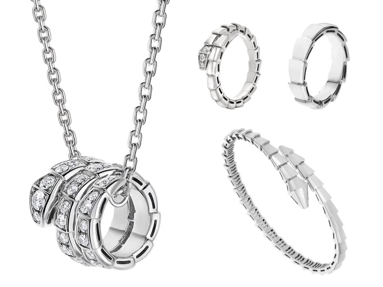 ブルガリ　セルペンティ ヴァイパー　ネックレス/リング2本/ブレスレット ホワイトゴールド パヴェダイヤモンド