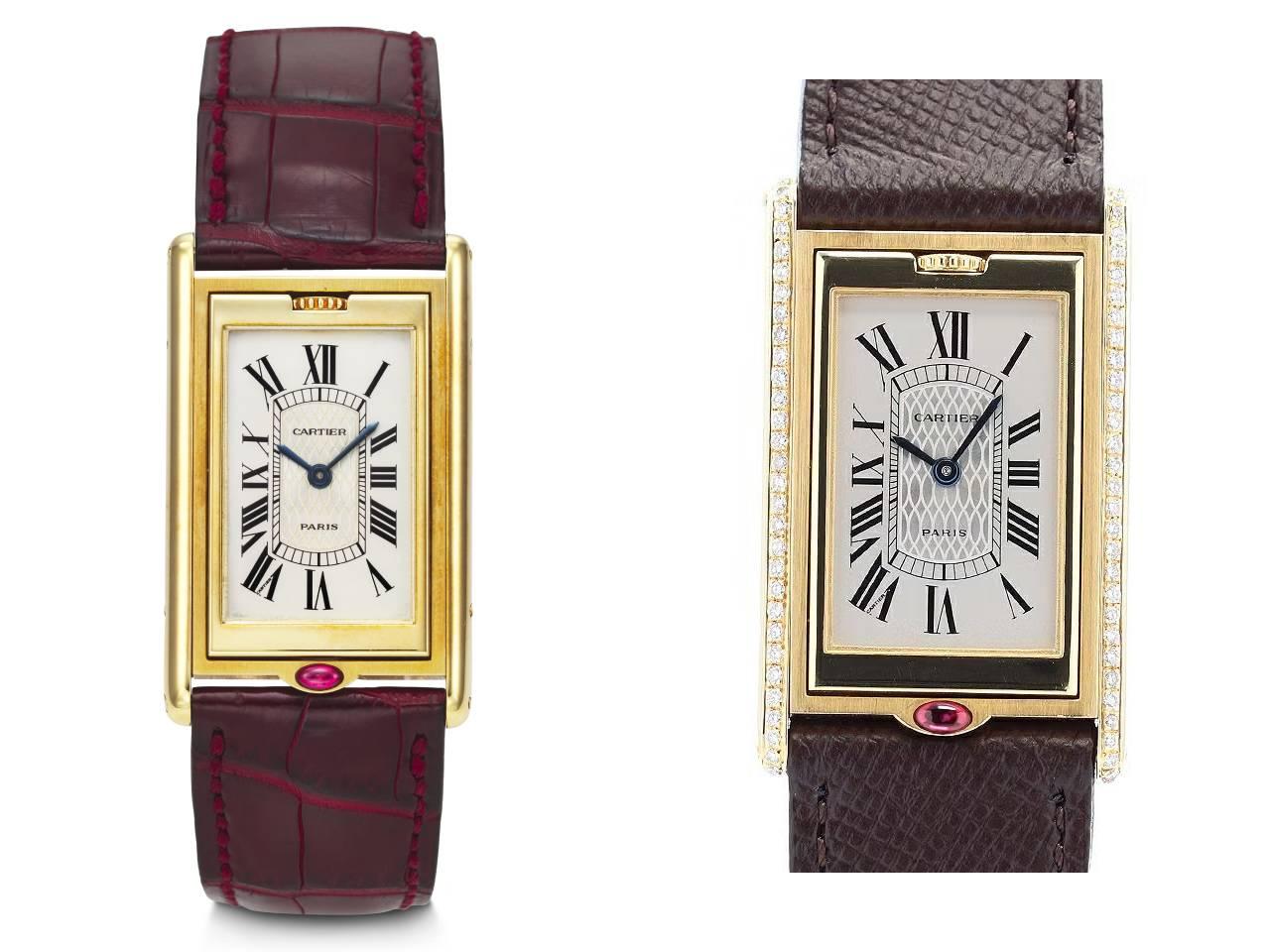 カルティエ　タンク バスキュラント 150周年記念限定モデル イエローゴールド ルビーカボション ダイヤ無し/ダイヤベゼル