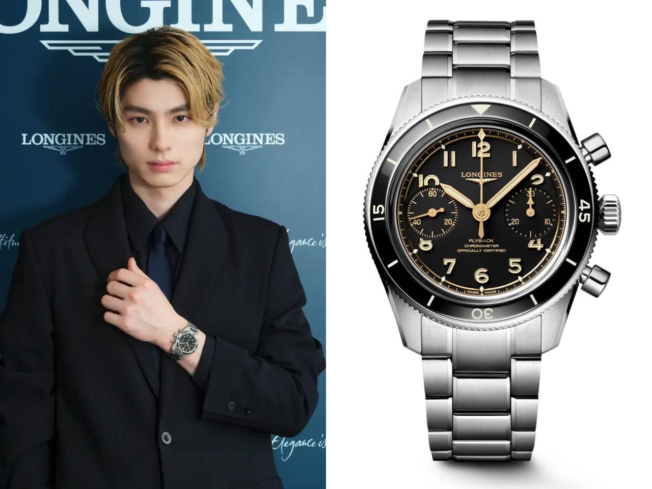 本田響矢　ロンジン スピリット パイロット フライバック　SS×セラミック 黒文字盤