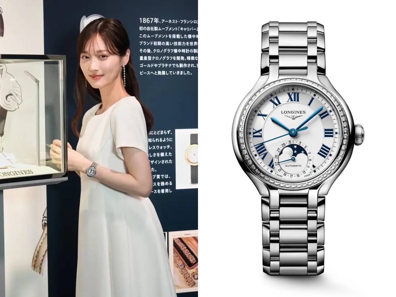 山下美月　ロンジン プリマルナ ムーンフェイズ SS シルバーダイヤル トップウェッセルトンダイヤモンドベゼル