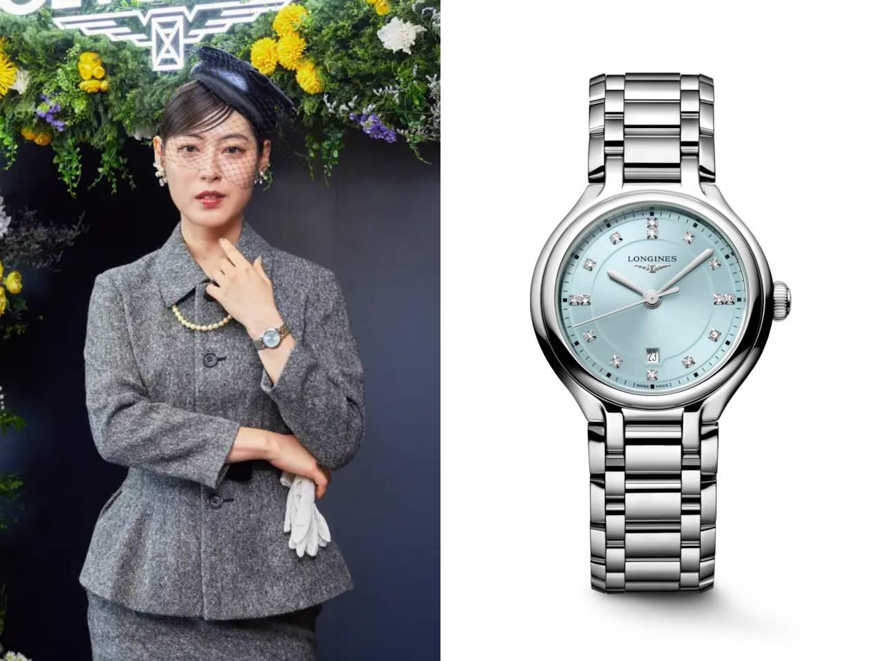 瀧本美織　ロンジン プリマルナ SS サンレイ ミントブルー文字盤 トップウェッセルトンダイヤモンドインデックス