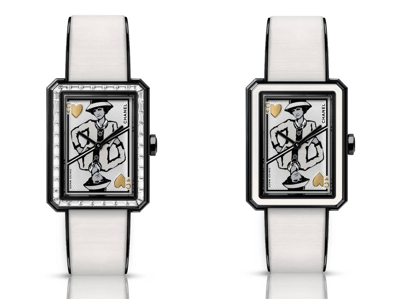 シャネル　ボーイフレンド COCO GAME　2本 ステンレススティール トランプモチーフ　バゲットカットダイヤベゼル / ホワイトラッカーベゼル