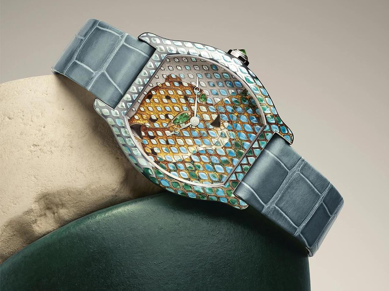 カルティエ トーチュ パンテール メティエダール ウォッチ 18KWG シャンルベエナメル 世界限定100本 Ref.CRHPI01811 2026年新作