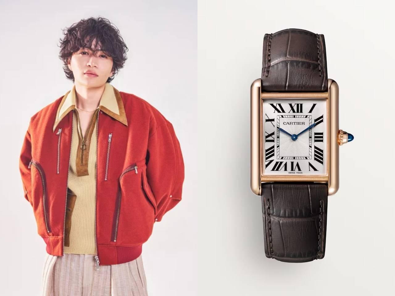 菊池風磨　カルティエ　タンク ルイ カルティエ LM　ピンクゴールド シルバーダイヤル”＞