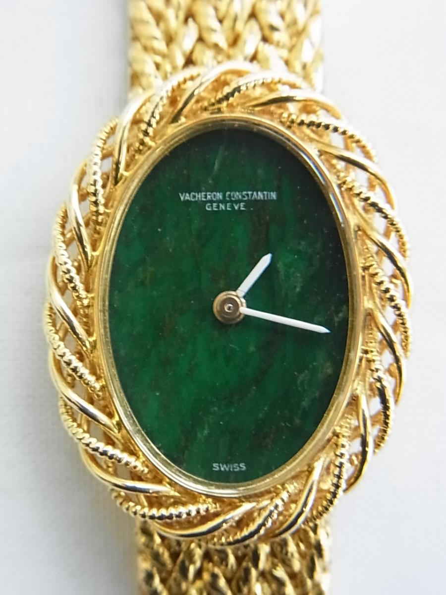 ヴァシュロンコンスタンタンアンティーク金無垢丸型翡翠ダイヤル手巻き式腕時計