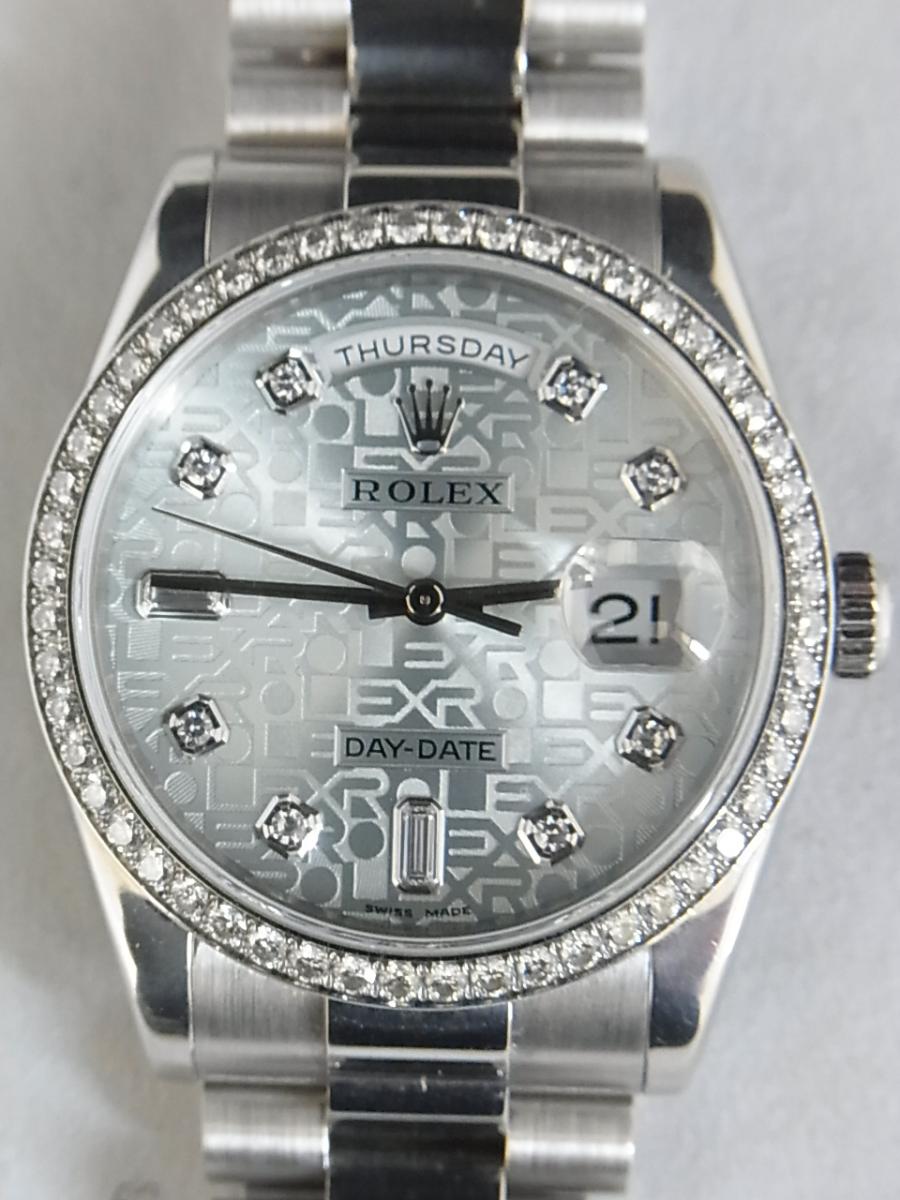 ロレックスデイデイトアイスブルーRef118346　K番シリアル（2001年ロレックス社製モデル）アイスブルーコンピュータダイヤルベゼルダイヤ巻時計の買取実績