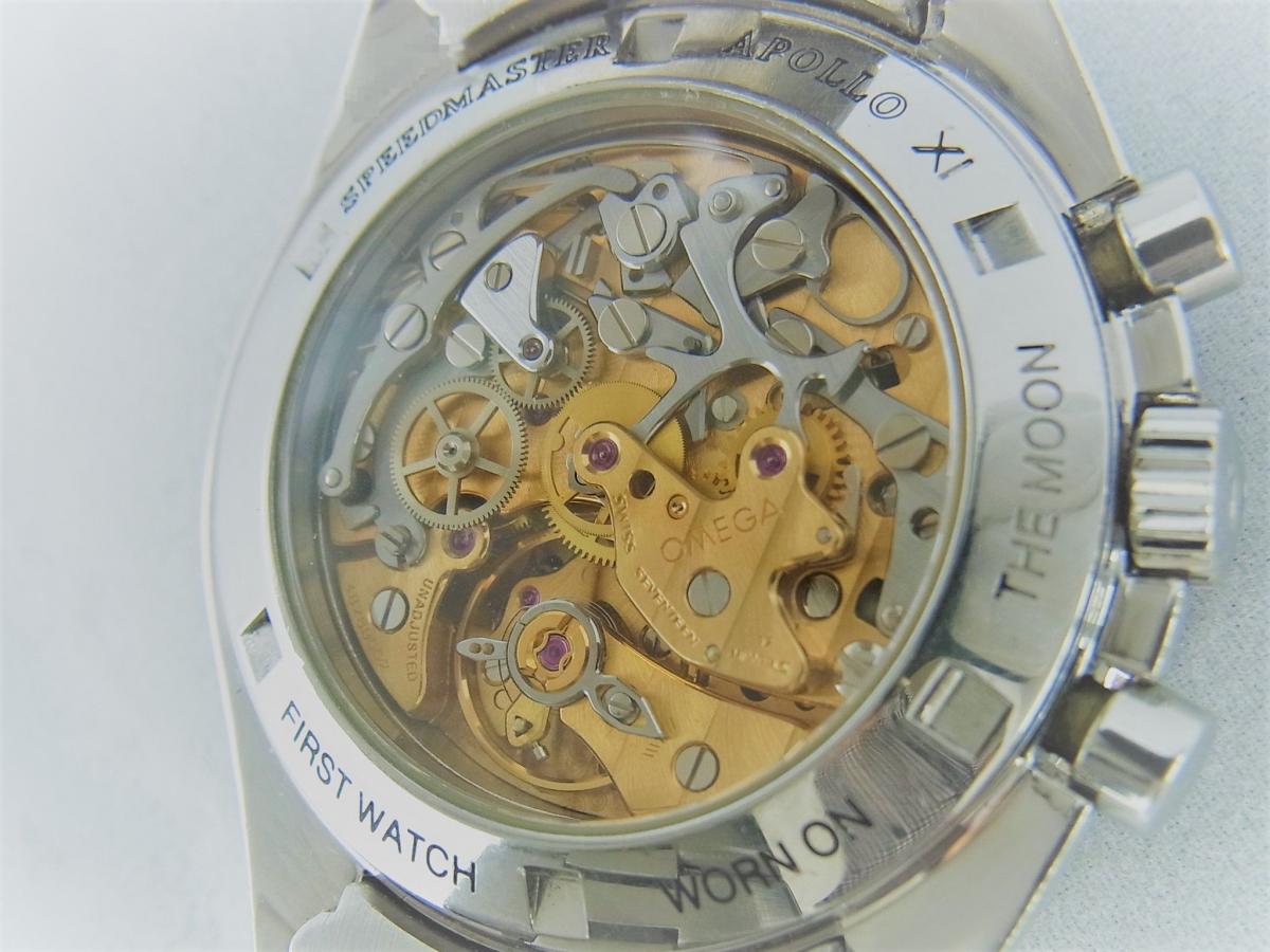 オメガスピードマスタープロフェッショナル3592.50　40ｍｍ　手巻き式腕時計、アポロ11号　10周年記念モデル 売却実績　裏蓋画像