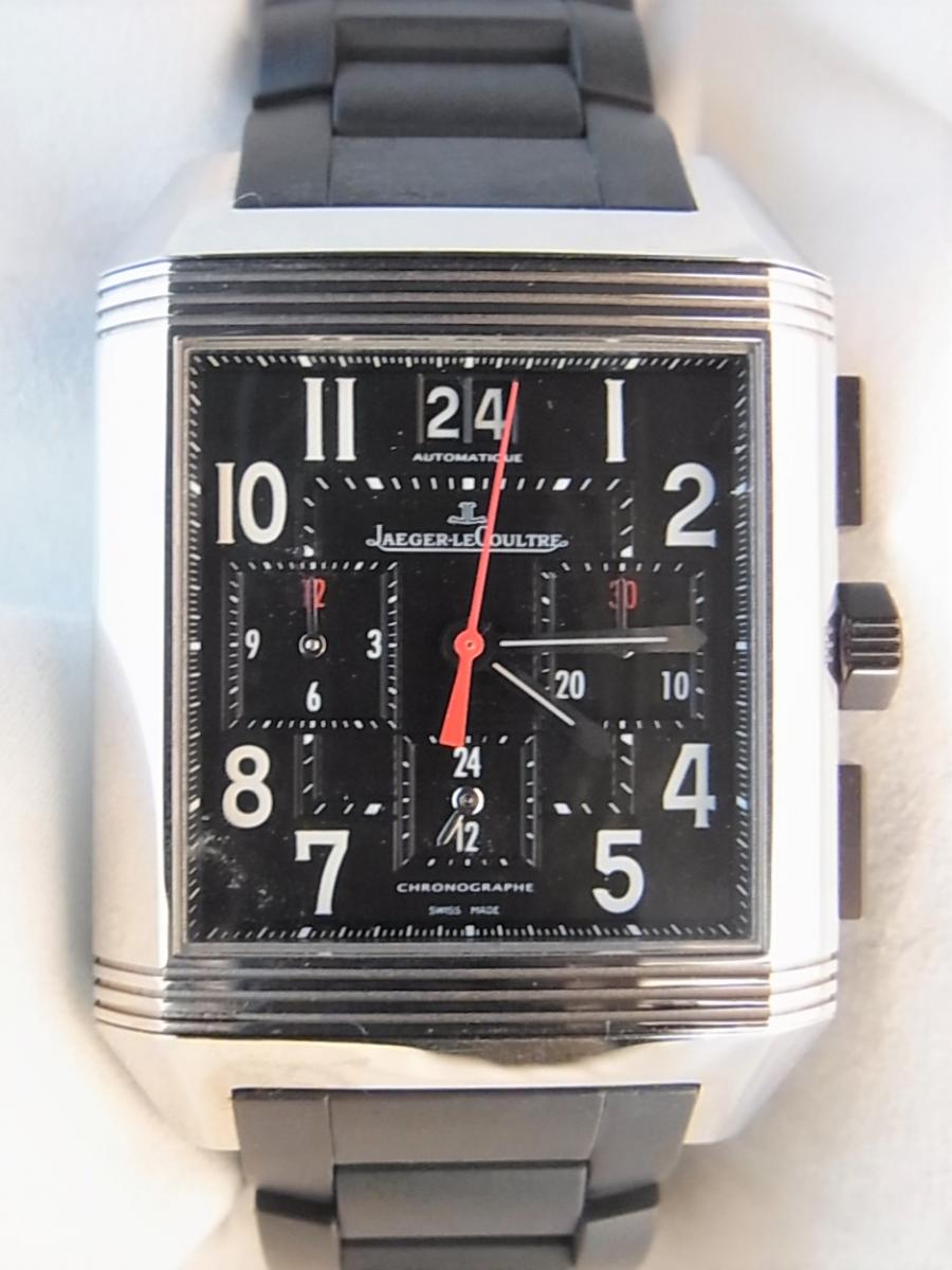 ジャガールクルト レベルソ スクアドラGMT Q701867P ブラックゴドロンアラビア文字盤　クロノグラフ　ビックデイト　メンズ腕時計　買取実績　正面全体画像