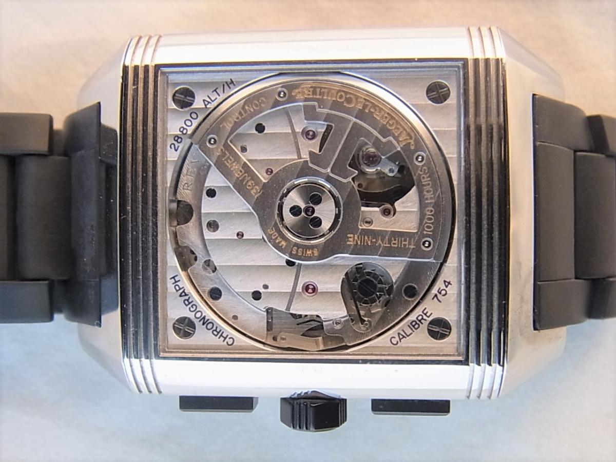ジャガールクルト レベルソ スクアドラGMT Q701867P ブラックゴドロンアラビア文字盤　クロノグラフ　ビックデイト　メンズ腕時計　売却実績　裏蓋裏スケ画像