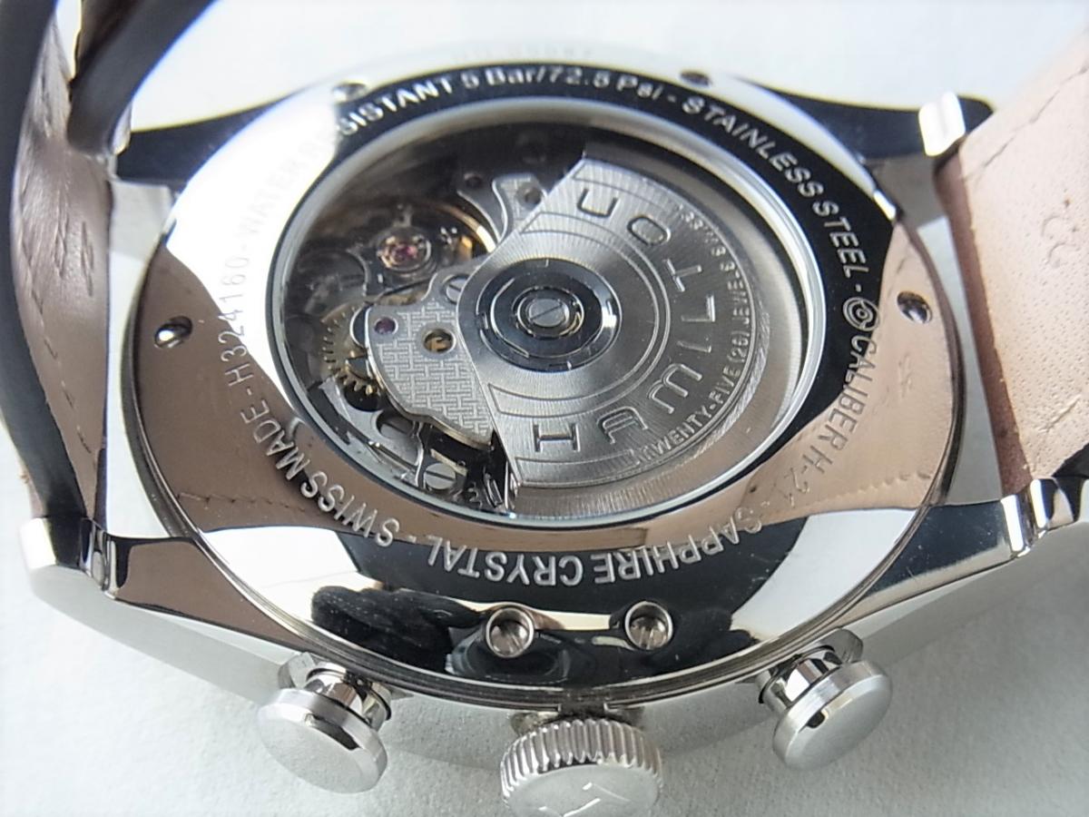 ハミルトン スピリットオブリバティＨ32416581/H324160 エクスクルーシブ自動巻きクロノグラフムーブメントH-21搭載モデル　メンズ腕時計　売却実績　裏蓋シースルーバック画像
