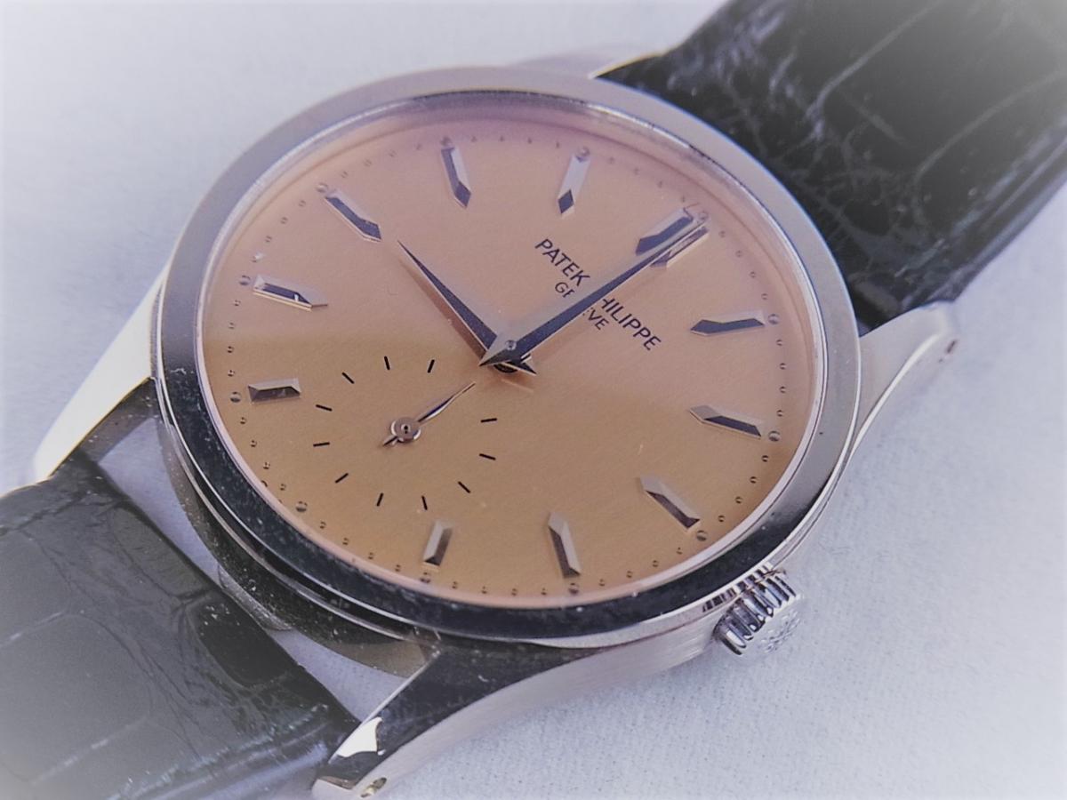 パテックフィリップ カラトラバ3796S　1996年発売日本限定モデル　限定数量100本　シースルーバック　メンズ腕時計　買取り実績　フェイス斜め画像