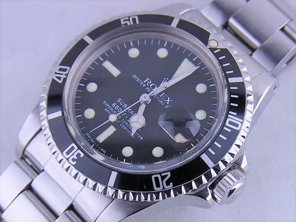 ロレックス サブマリーナ1680　1965年～1980年頃製造　フチなしインデックス　40mmメンズ腕時計　買取り実績　フェイス斜め画像