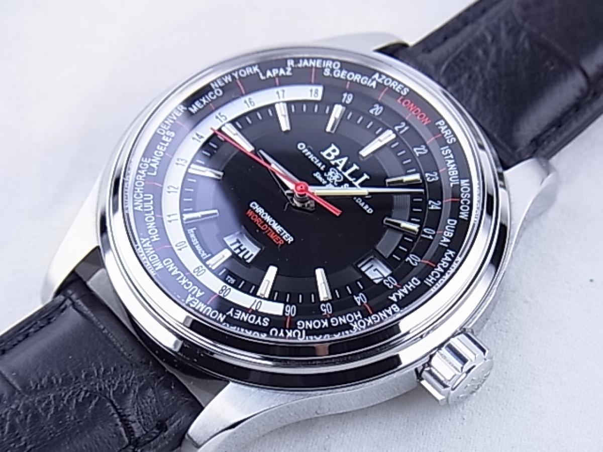 ボールウォッチ トレインマスター ワールドタイマー GM2020D-LL1CJ-BK GMT　メンズ腕時計　買取り実績　フェイス斜め画像