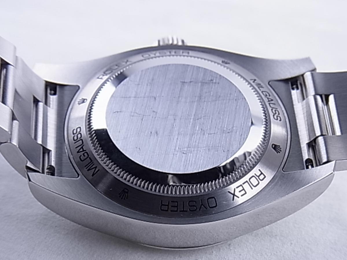 ロレックス ミルガウス116400GV イナズマブルー　1000ガウス磁力遮断 メンズ腕時計　売却実績　裏蓋画像