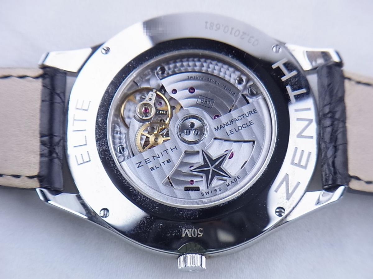 ゼニス ウルトラシン03.2010.681/11.C493 メンズ腕時計　売却実績　裏蓋バックスケルトン画像