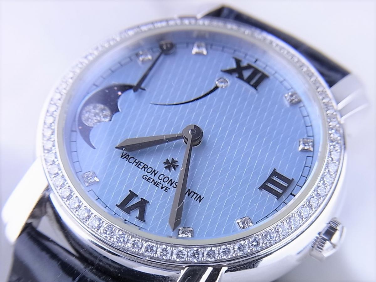 ヴァシュロンコンスタンタン マルタコンプリケーションレディース83500/000G-9010 ダイヤモンドベゼル＆インデックス　レディース腕時計　買取り実績　フェイス斜め画像