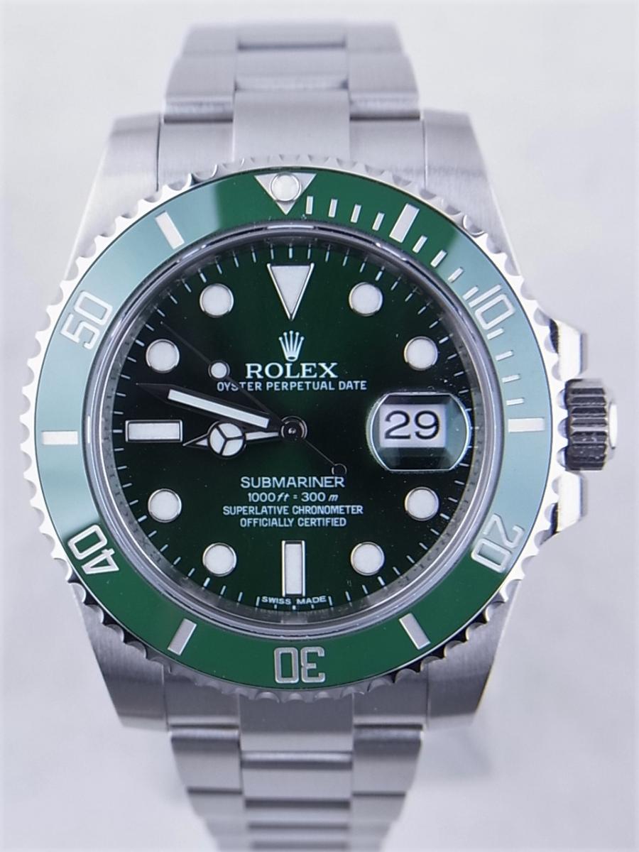 ロレックスサブマリーナ116610LV 2013年購入ランダムシリアル(2010年発表モデル)　グリーンサブ　メンズ腕時計　買取実績　正面全体画像