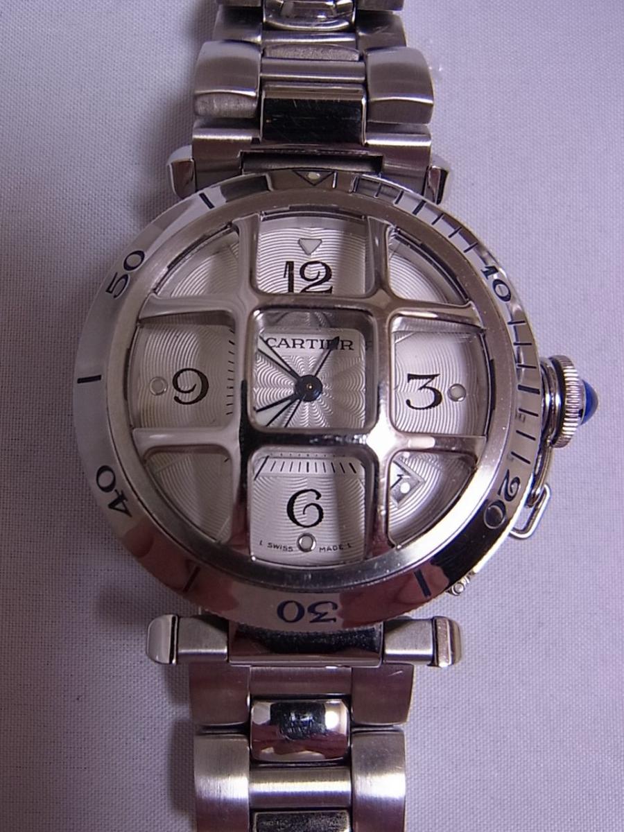 カルティエ Cartier パシャ グリッド 38 コンベックス 裏スケルトン SS シルバー 文字盤 自動巻き オートマ メンズ 腕時計 ドーム W31059H3の買取実績
