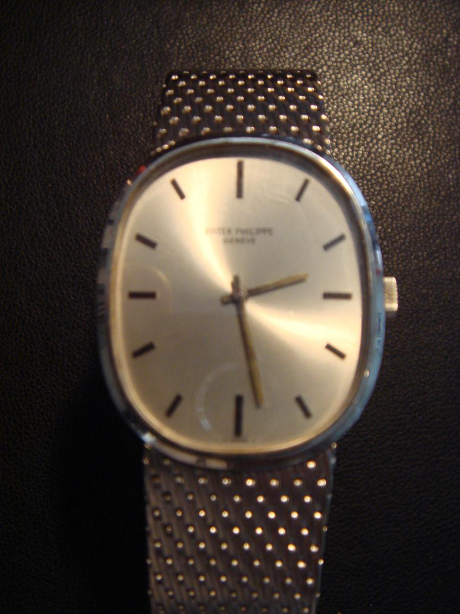 パテックフィリップ ゴールデンエリプス 型番不明 シルバーバー文字盤　2針 アンティーク WGドブレス(中古)