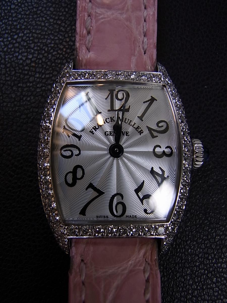 フランクミュラー トノウカーベックス 2251QZD トノーカーべックス ダイヤ巻き、クオーツ式腕時計、革ベルト(中古)