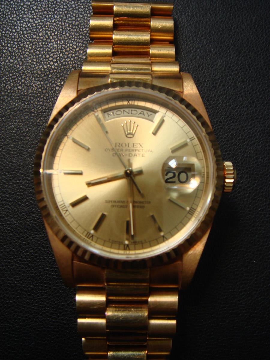 ロレックス デイデイト 18238 ゴールドシャンパントリチウム文字盤　デイデイト表示 1988年~2000年生産モデル YGジュビリーブレス(使用感のある中古)高価買取事例
