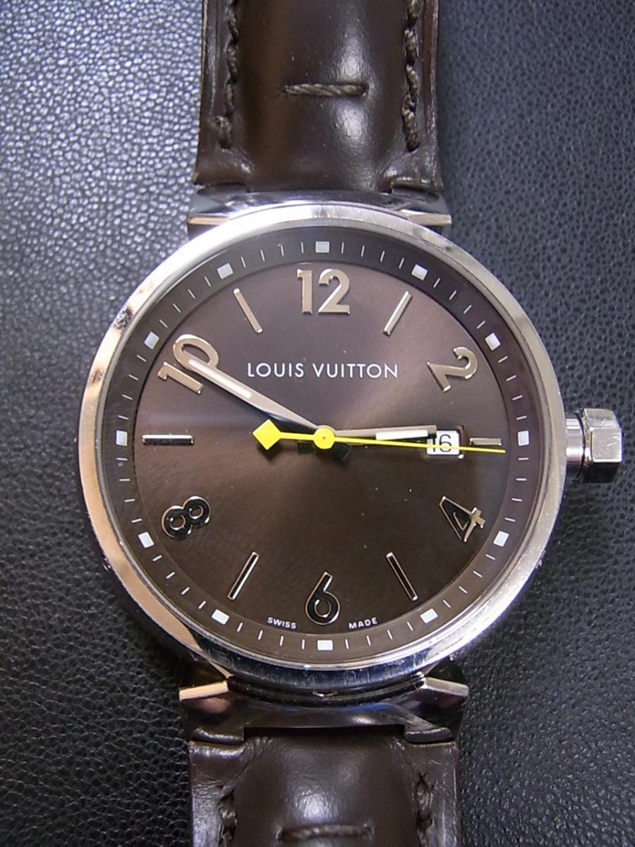 ルイヴィトン タンブール Q1111 ブラウンダイヤル 革ベルト クオーツ式腕時計、白(中古)高価買取事例