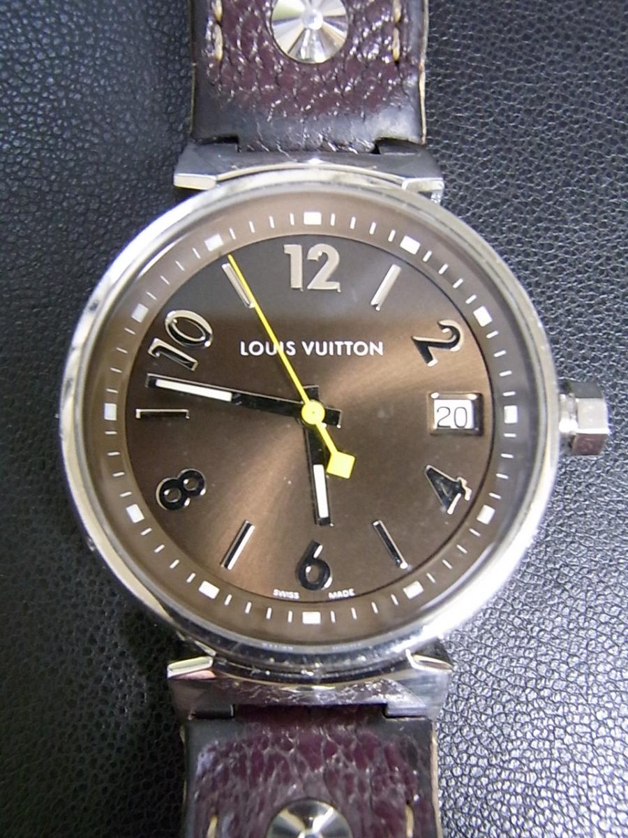 ルイヴィトン タンブール Q1111 アラビア数字インデックス レディースクオーツ式腕時計、ワニ革ベルト(中古)高価買取事例