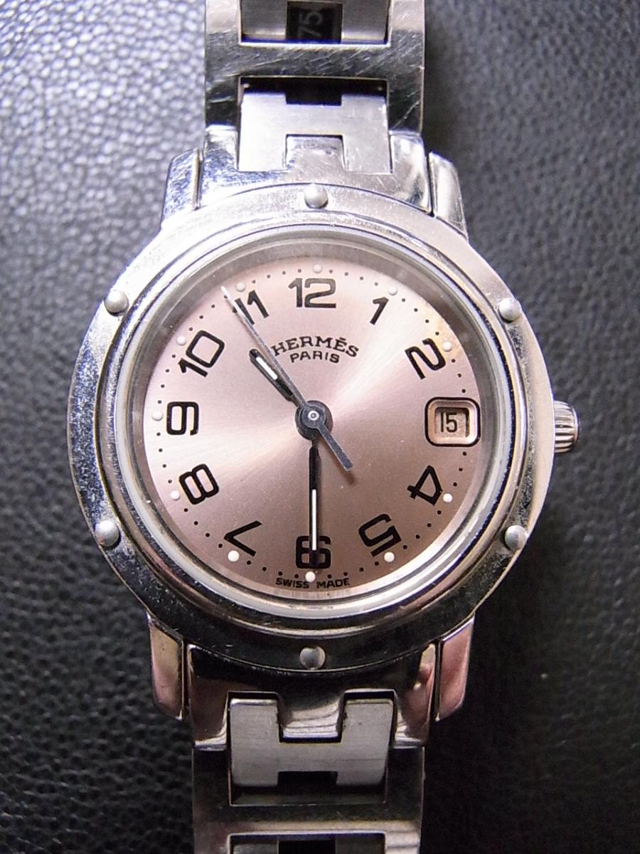 エルメス クリッパー CL4.210.431 ピンク文字盤 ピンクダイヤル クオーツ時計、コンビ柄、スモールケース(中古)高価買取事例