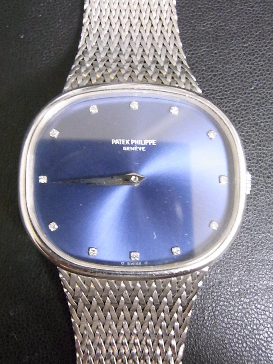 パテックフィリップ ゴールデンエリプス 手巻き ブルー12Pダイヤ文字盤　2針 アンティーク1970年代~1980年代 12Pダイヤモンド WGブレス(中古)高価買取事例