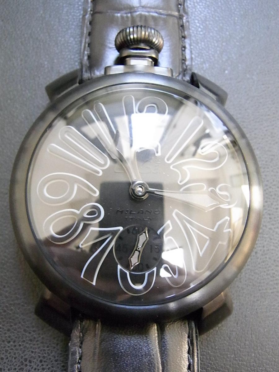 ガガミラノ マヌアーレ 5012.2 ガガミラノアラビアインデックス ガガミラノマヌアーレ 手巻き、ブラックダイヤル、レザーベルト(綺麗な中古品)