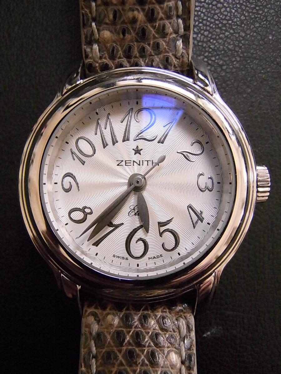 ゼニス クロノマスター 03.1220.67/01.C530 ホワイトギョーシェアラビア文字盤、3針 ベイビースターエリート ケースサイズ32mmレディース腕時計、革ベルト(中古)高価買取事例