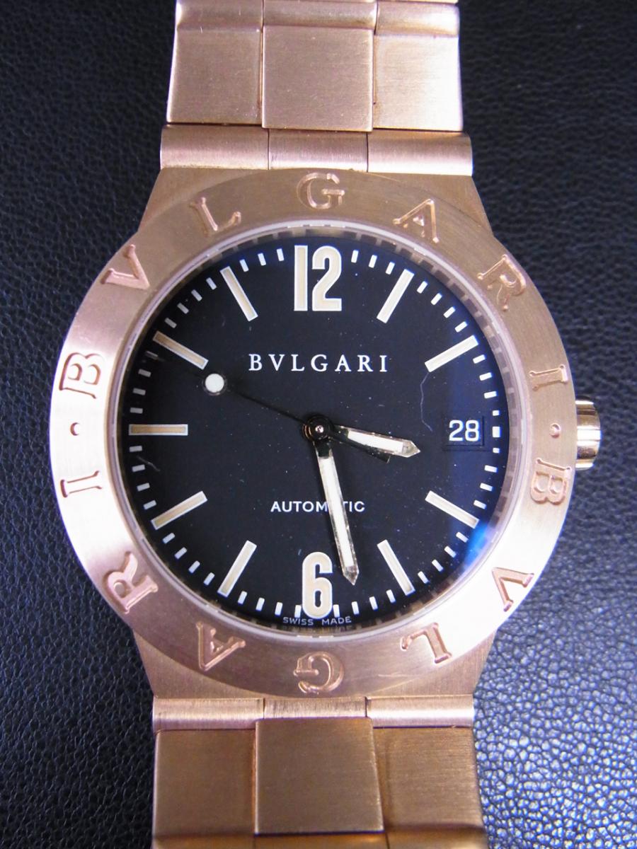 ブルガリ ディアゴノ LC35G 黒文字盤、3.12アラビア、日付表示、3針 金無垢 自動巻き、イエローゴールド無垢、デイト表示(中古)