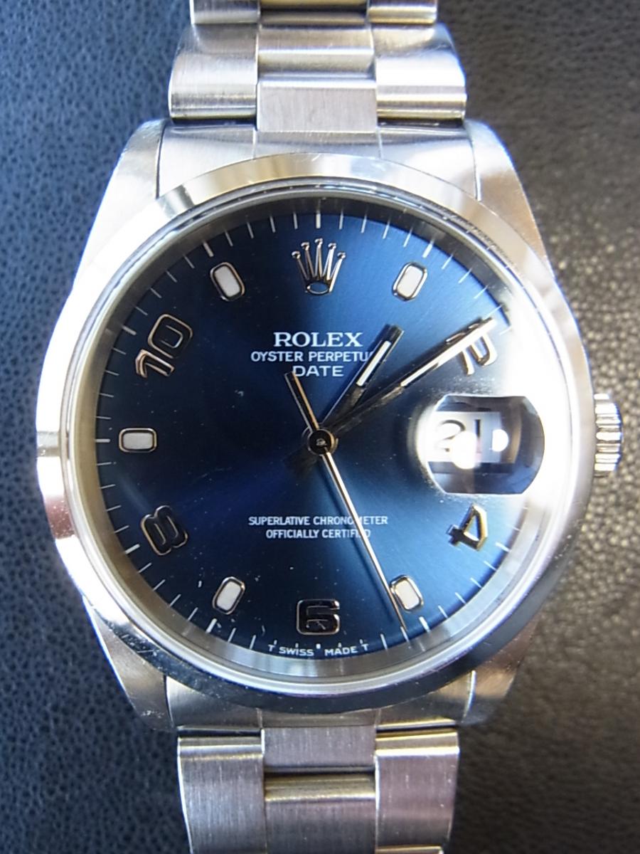 ロレックス パーペチュアルデイト 15200 ブルートビアラビア　デイト表示 ブルー ロレックスシリアルU番(1997年製モデル)(中古)高価買取事例