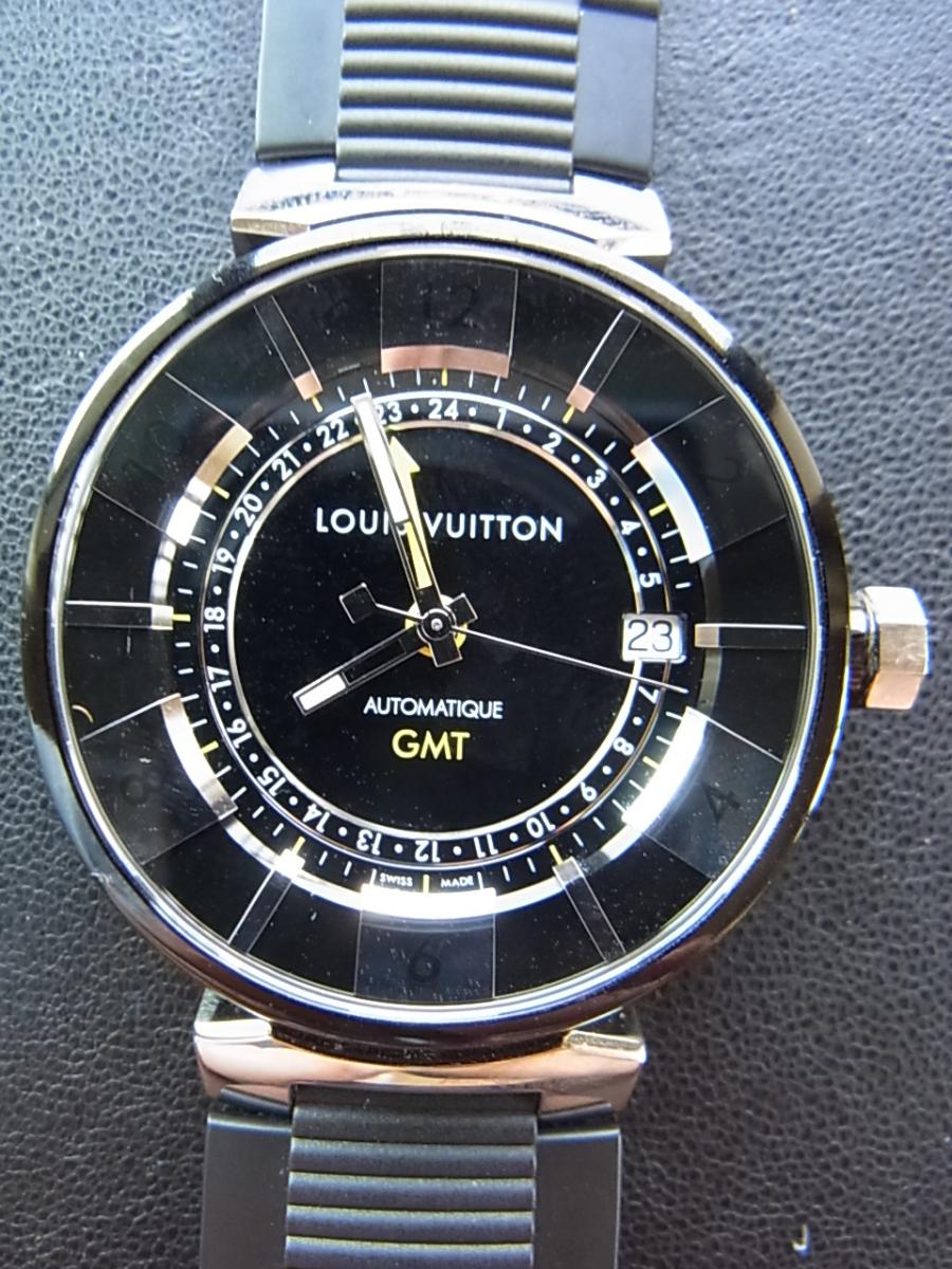 ルイヴィトン タンブール Q113K 24時間表記時計　ＧＭＴ機能 インブラックGMT ＧＭＴ機能、ＰＶＤ加工ケース(中古)高価買取事例