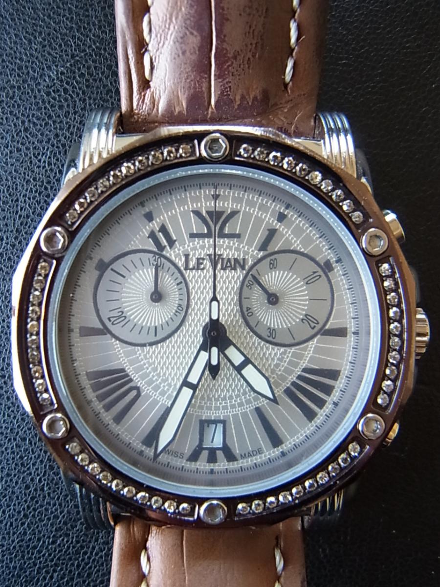 ベルト使用感汚れありレディース腕時計・ジュエリーブランドLEVIANダイヤ巻き腕時計