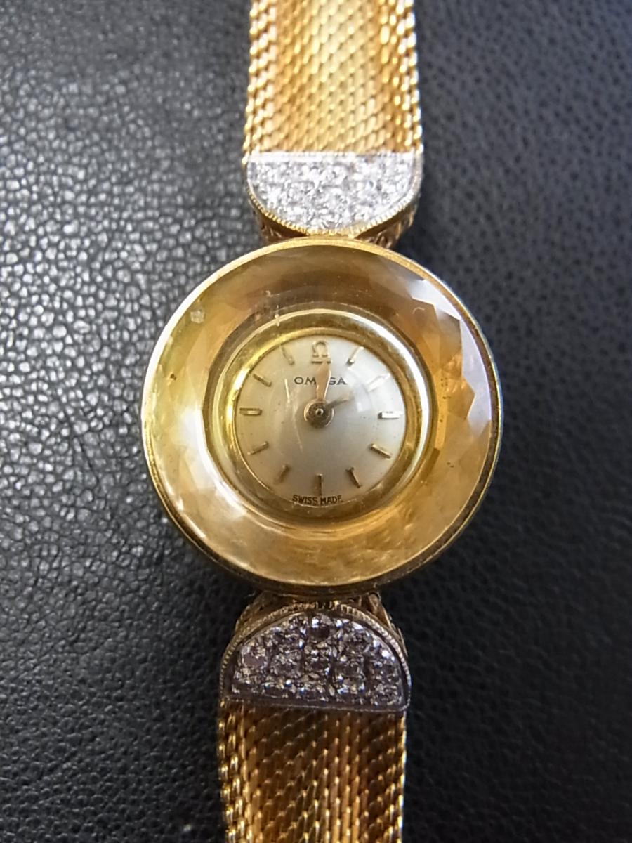 オメガ アンティーク 手巻き バーインデックス 金無垢ラグダイヤ装飾腕時計 ラグダイヤモンド、金無垢、レディース時計(アンティーク時計にしては、目立ったキズも少ない状態)高価買取事例