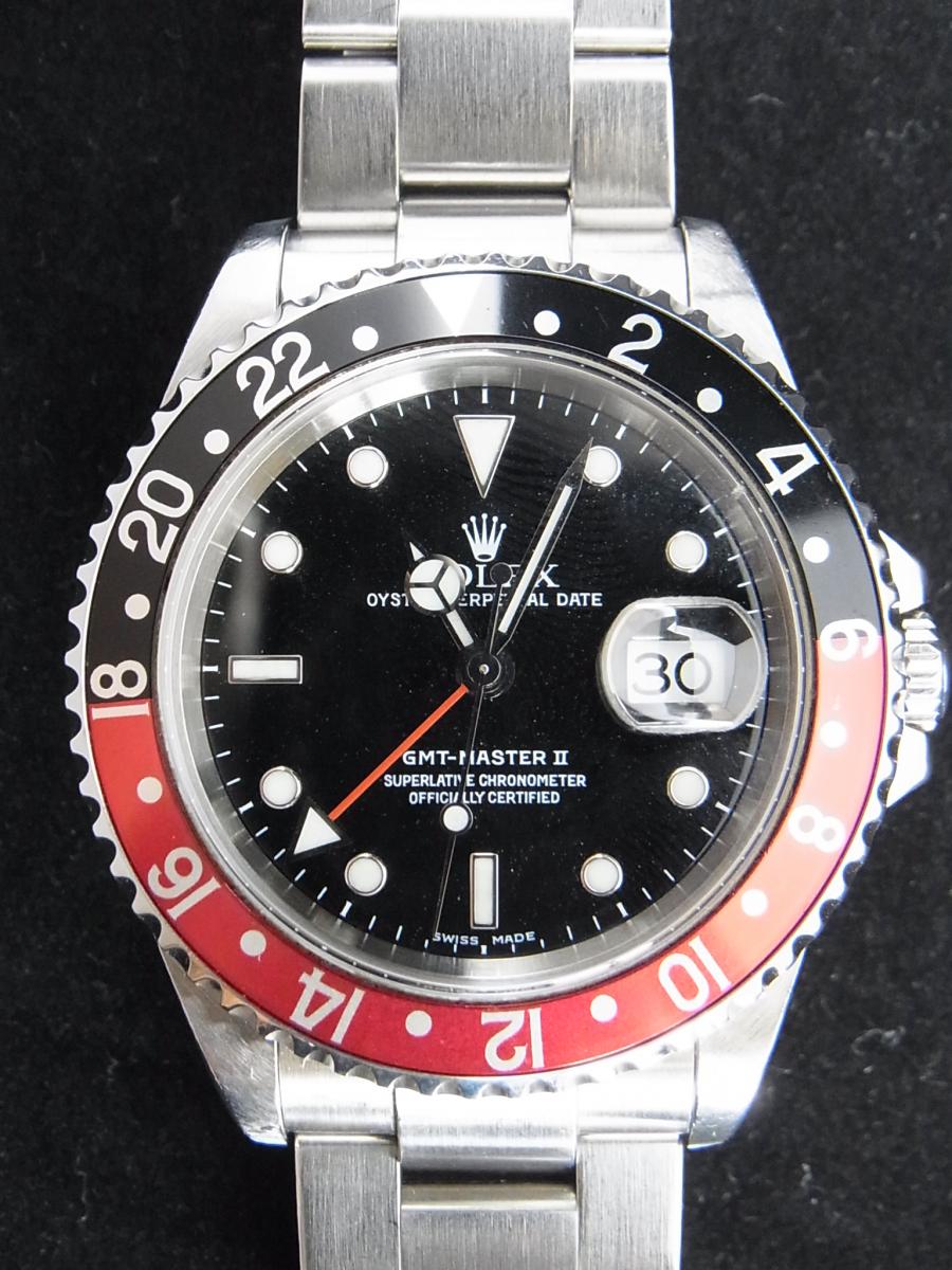 ロレックス GMTマスター2 16710 ブラックスーパールミノバ文字盤　デイト表示　GMT機能 P番シリアル（2000年頃製造) 赤黒ベゼル　2タイムソーン表示　(中古)高価買取事例