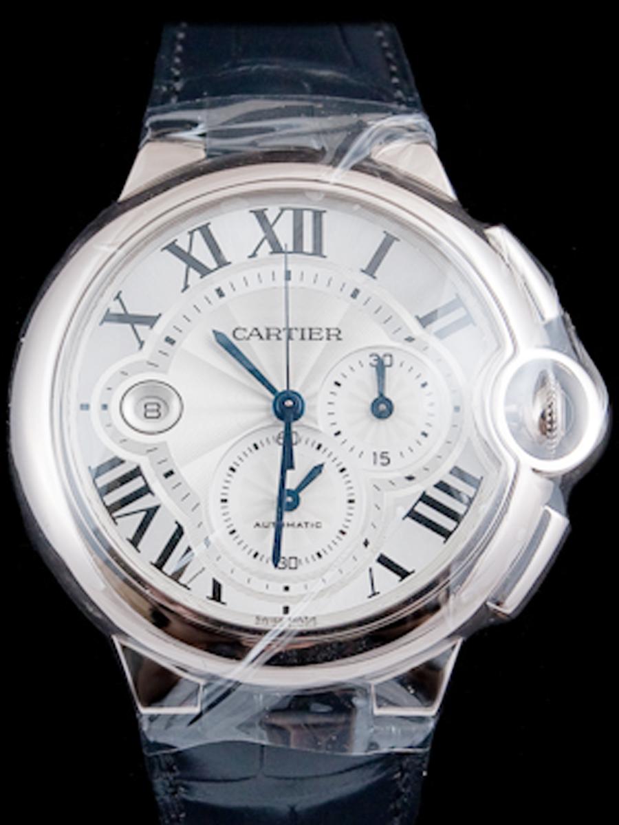 カルティエ バロンブルー W6920003 クロノグラフ×ホワイトダイヤル×ローマンインデックス クロノグラフXL新品未使用 旧定価定価 ￥1,112,400　ブラックアリゲーター(新品未使用)