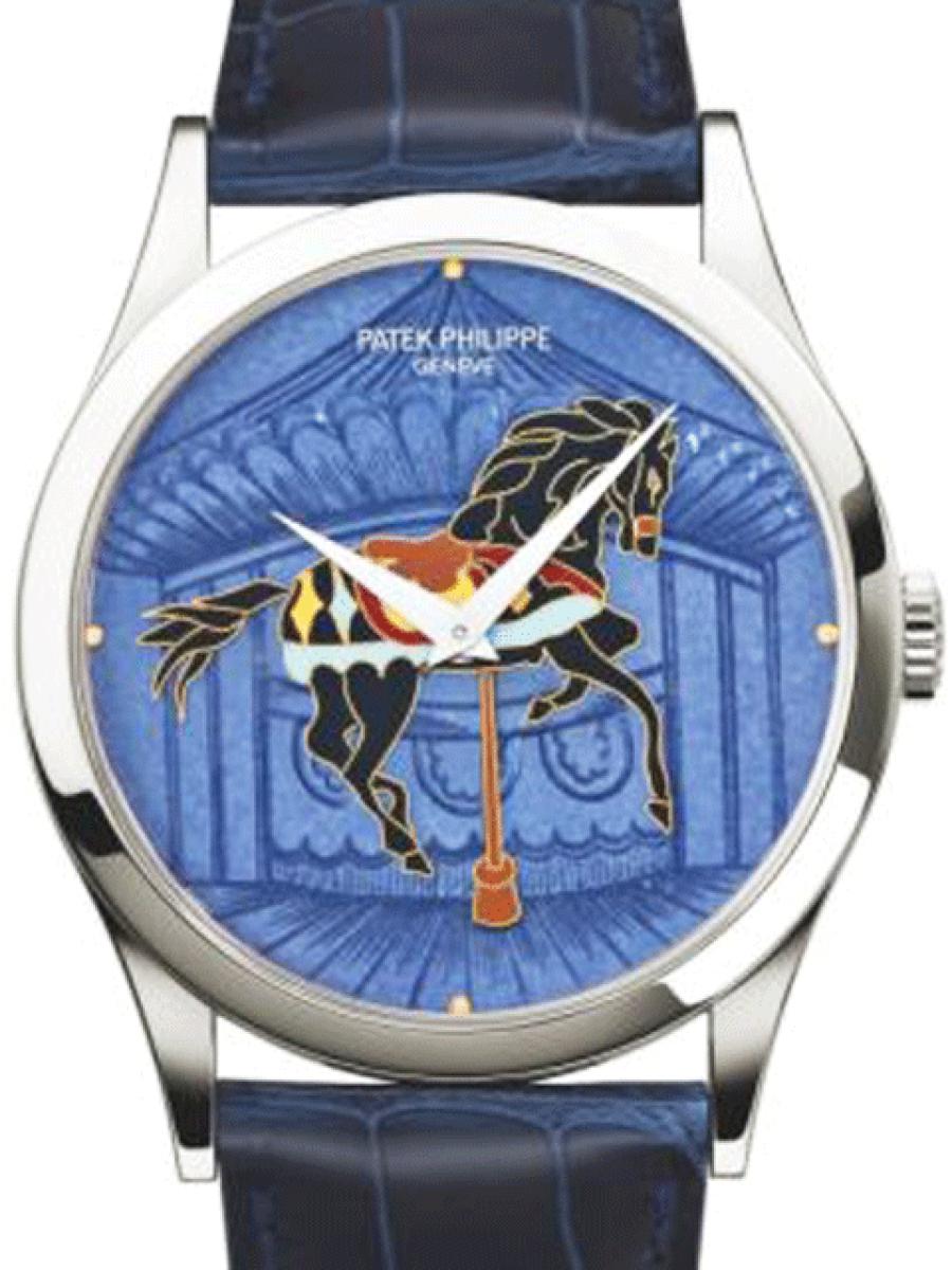 パテックフィリップ カラトラバ 5077P-064 ブルー 回転木馬(非常に綺麗)高価買取事例