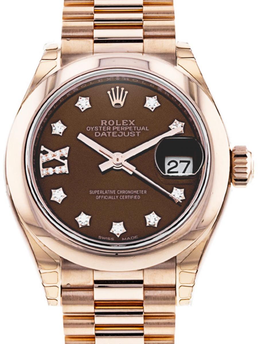 ロレックス デイトジャスト 279165G チョコレートブラウン レディース(綺麗な中古)