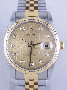 ロレックス デイトジャスト 16233G Ａ※割と綺麗な中古 内箱 外箱 保証書 余りコマ2つ