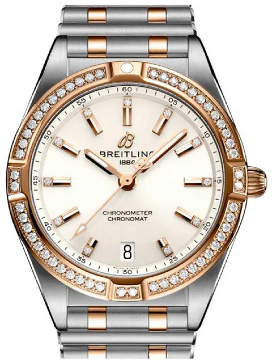 ブライトリング クロノマット U77310591A1U1 ホワイト（アイボリー） クロノマット32 ダイヤ コンビ クロノ デイト表示 レディース　32ｍｍ　100m防水　(新品未使用)